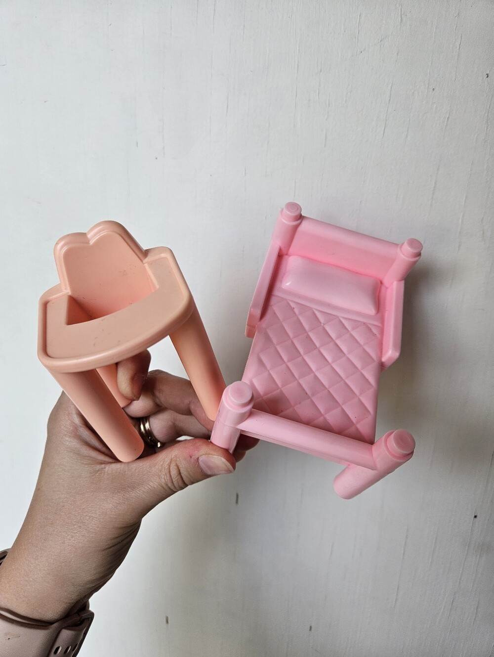 Playskool 1991 Dollhouse Furniture Bed High Chair